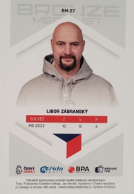 Libor Zábranský 2021/22 MK Bronze Medalists PROMO ražba