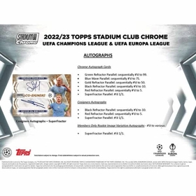  2022/23 Topps Stadium Club Chrome UEFA Club Competitions Soccer Giant balíček