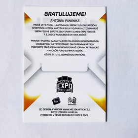 Antonín Panenka 2025 MK EXPO Pardubice - podpisová kartička