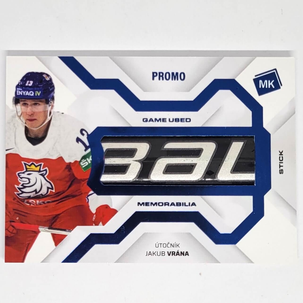 Jakub Vrána 2021/22 MK Národní tým Game used stick PROMO