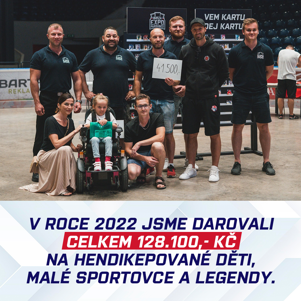 V roce 2022 jsme darovali 128.100,- Kč na hedikepované děti, mladé sportovce a legendy